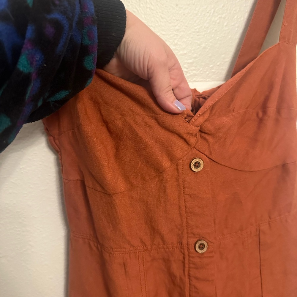 Maeve Rust Button-Front Mini Dress - Picture 3 of 7